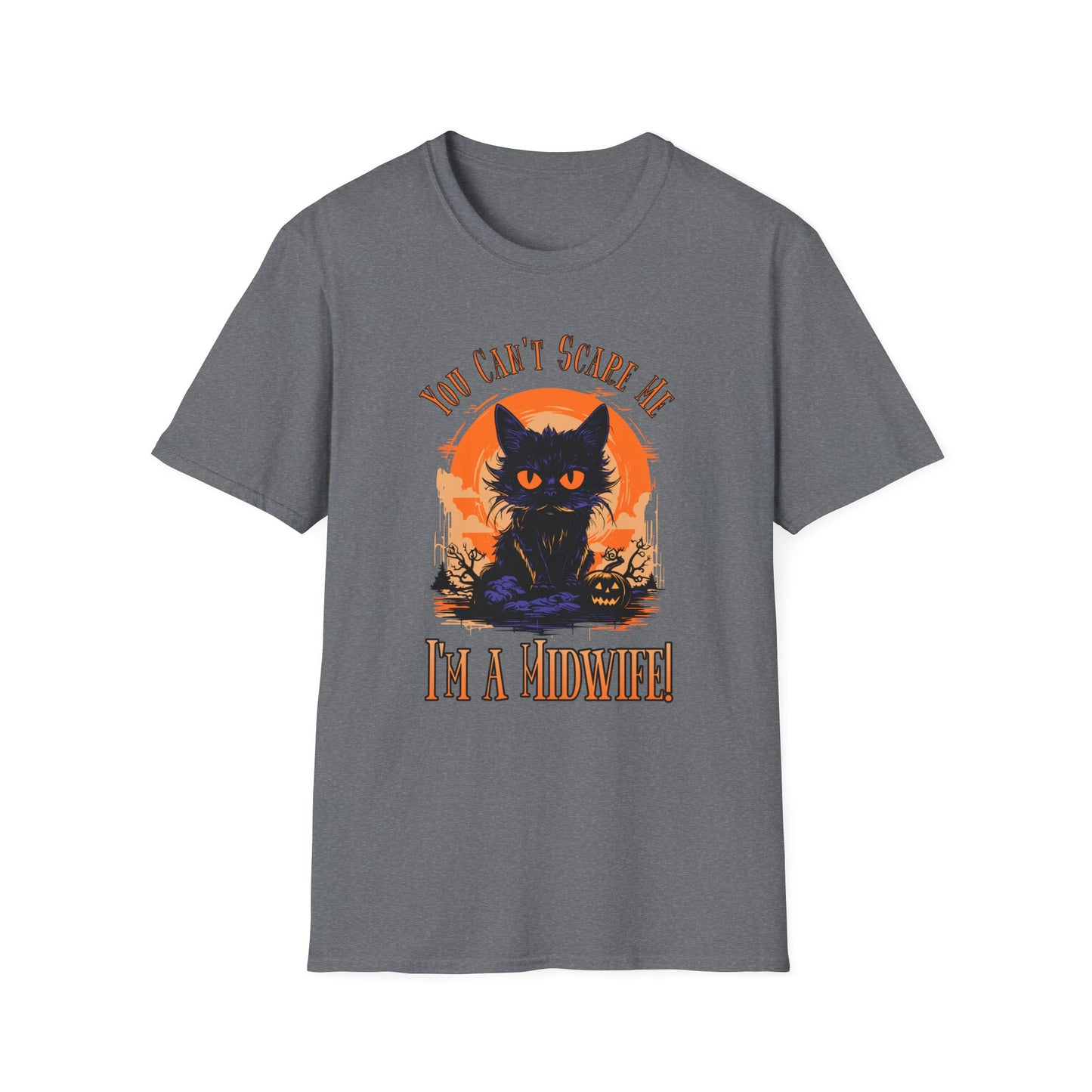 Midwife Halloween T-Shirt Can't Scare Me Black Cat