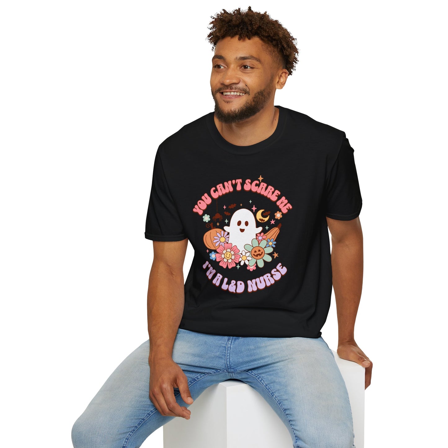 L&D Nurse Halloween T-Shirt Can't Scare Me Groovy Ghost