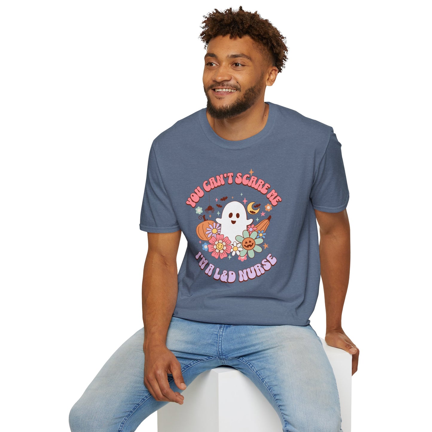 L&D Nurse Halloween T-Shirt Can't Scare Me Groovy Ghost