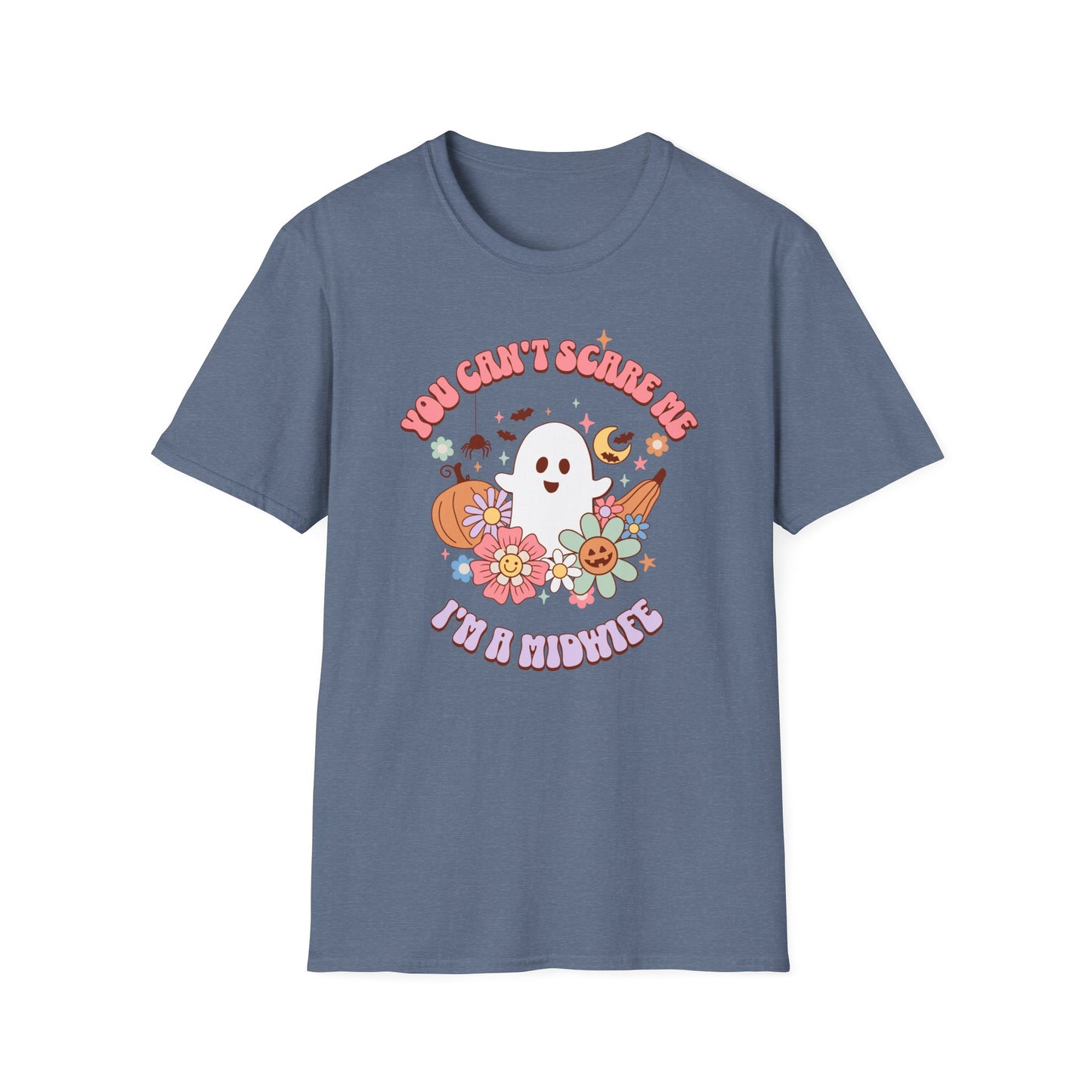 Midwife Halloween T-Shirt Can't Scare Me Groovy Ghost