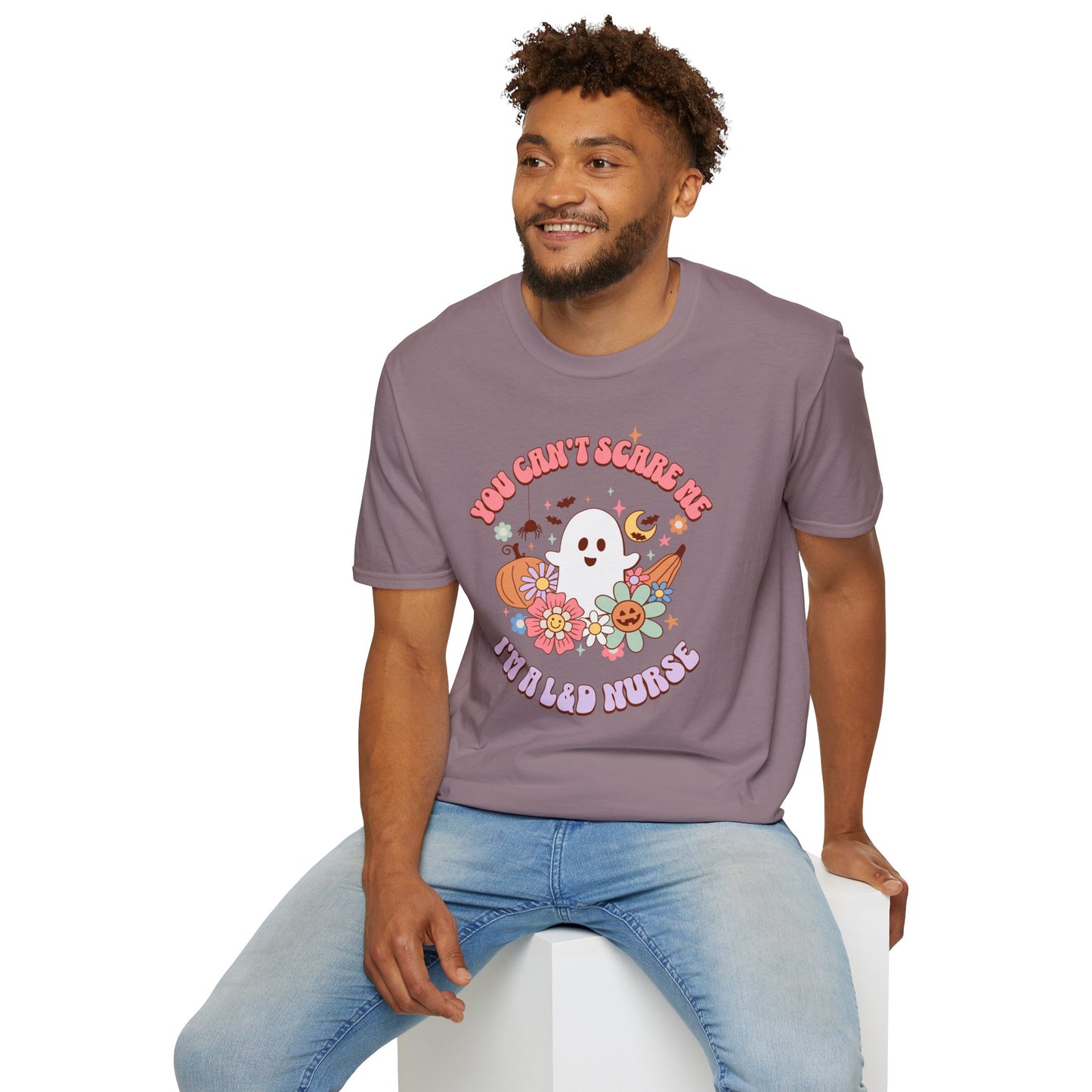 L&D Nurse Halloween T-Shirt Can't Scare Me Groovy Ghost