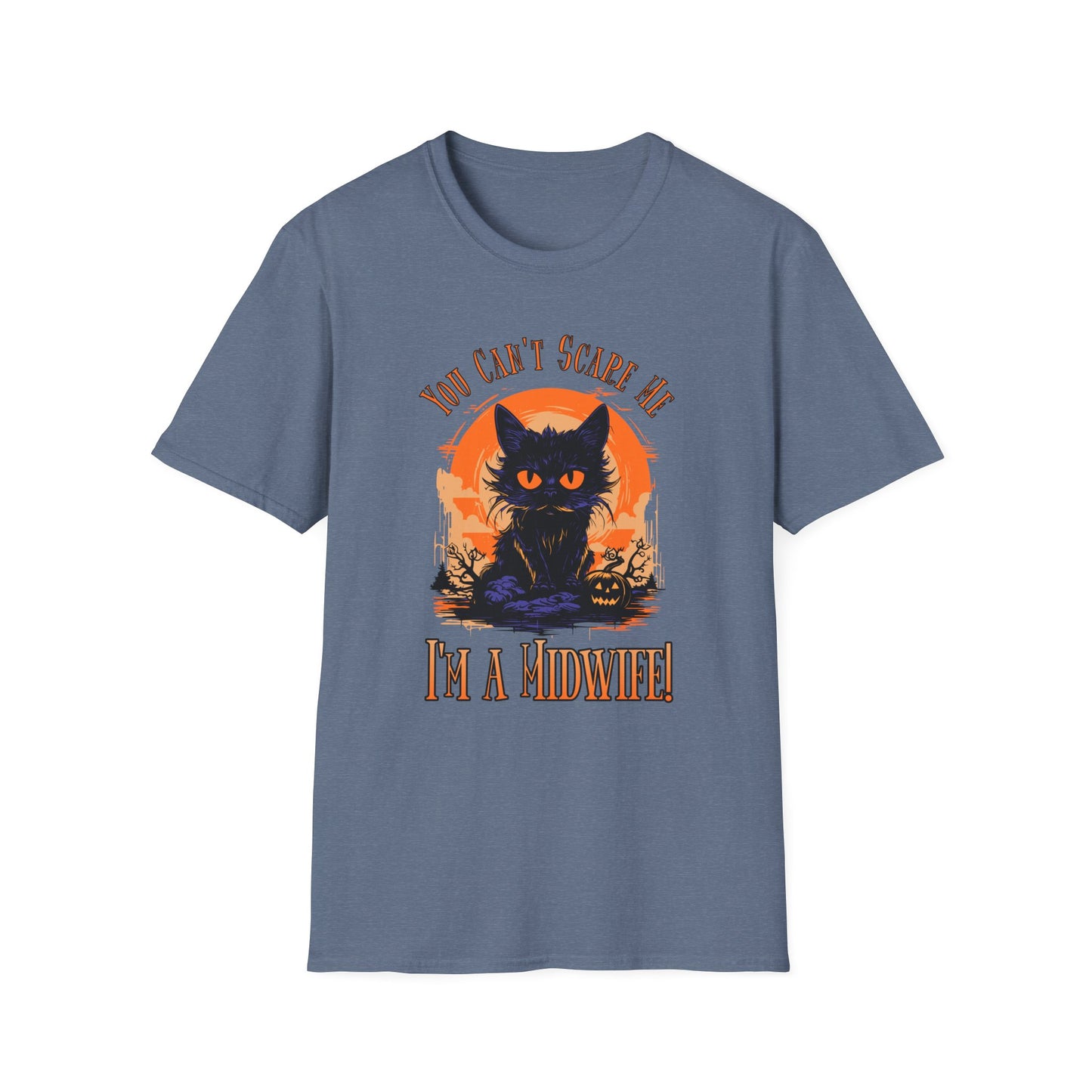 Midwife Halloween T-Shirt Can't Scare Me Black Cat