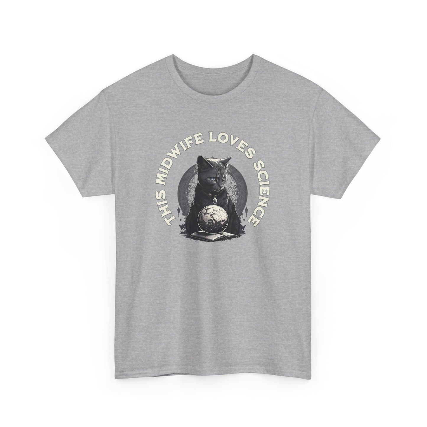 This Midwife Loves Science Cat T-shirt