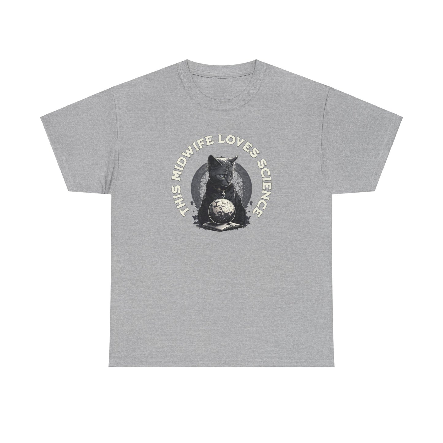 This Midwife Loves Science Cat T-shirt