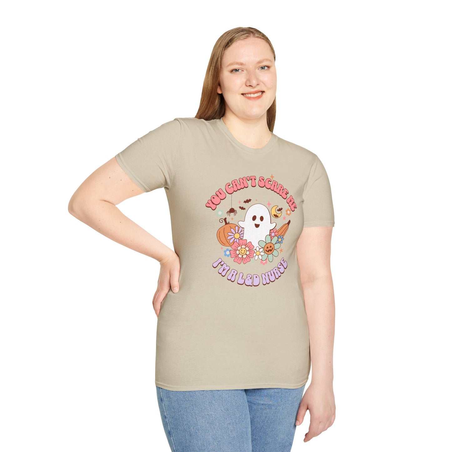 L&D Nurse Halloween T-Shirt Can't Scare Me Groovy Ghost