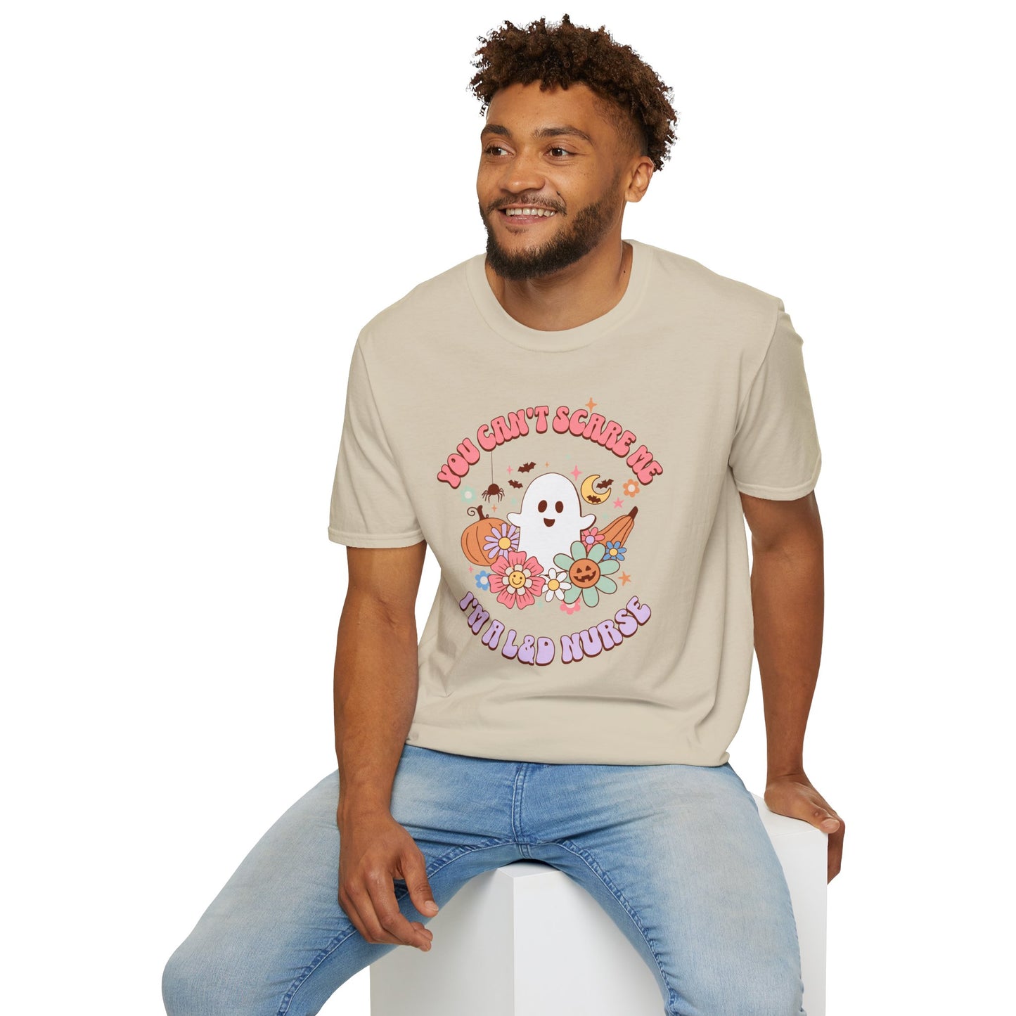 L&D Nurse Halloween T-Shirt Can't Scare Me Groovy Ghost