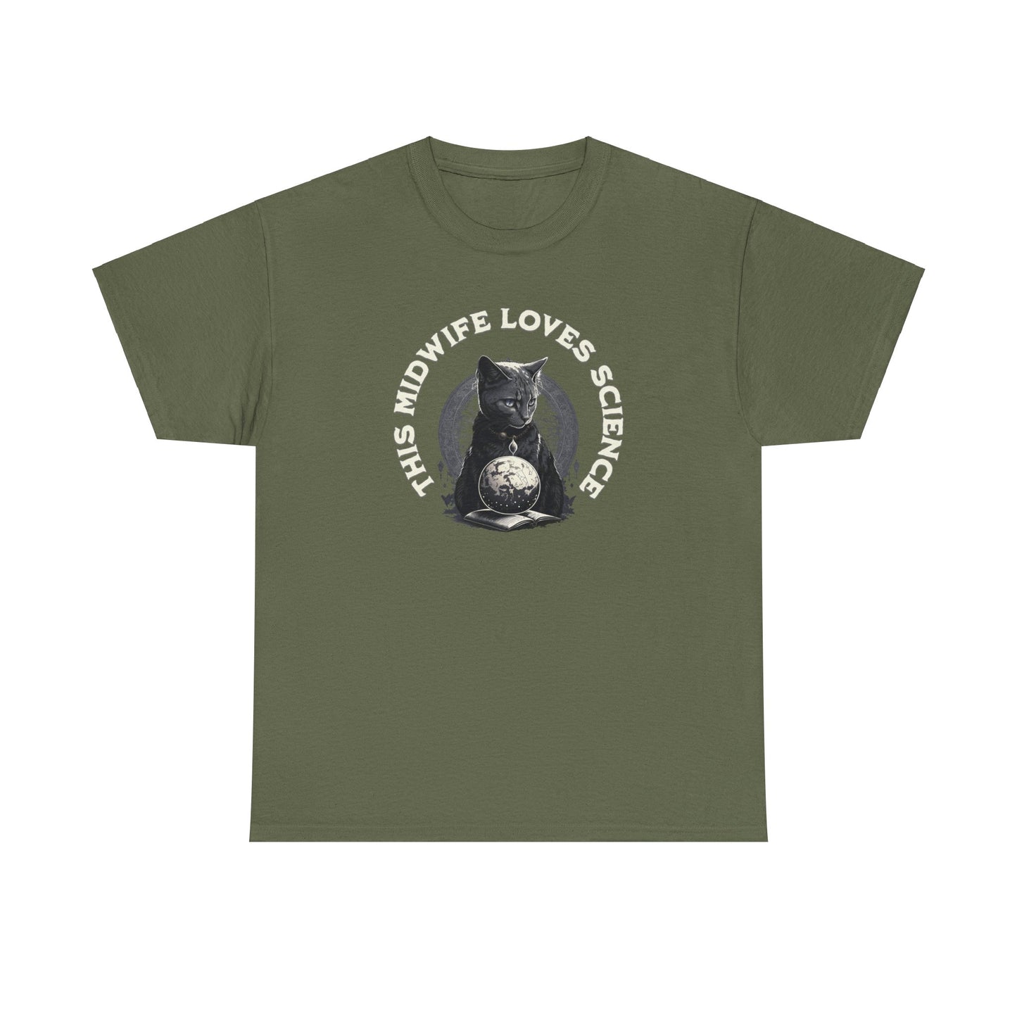 This Midwife Loves Science Cat T-shirt