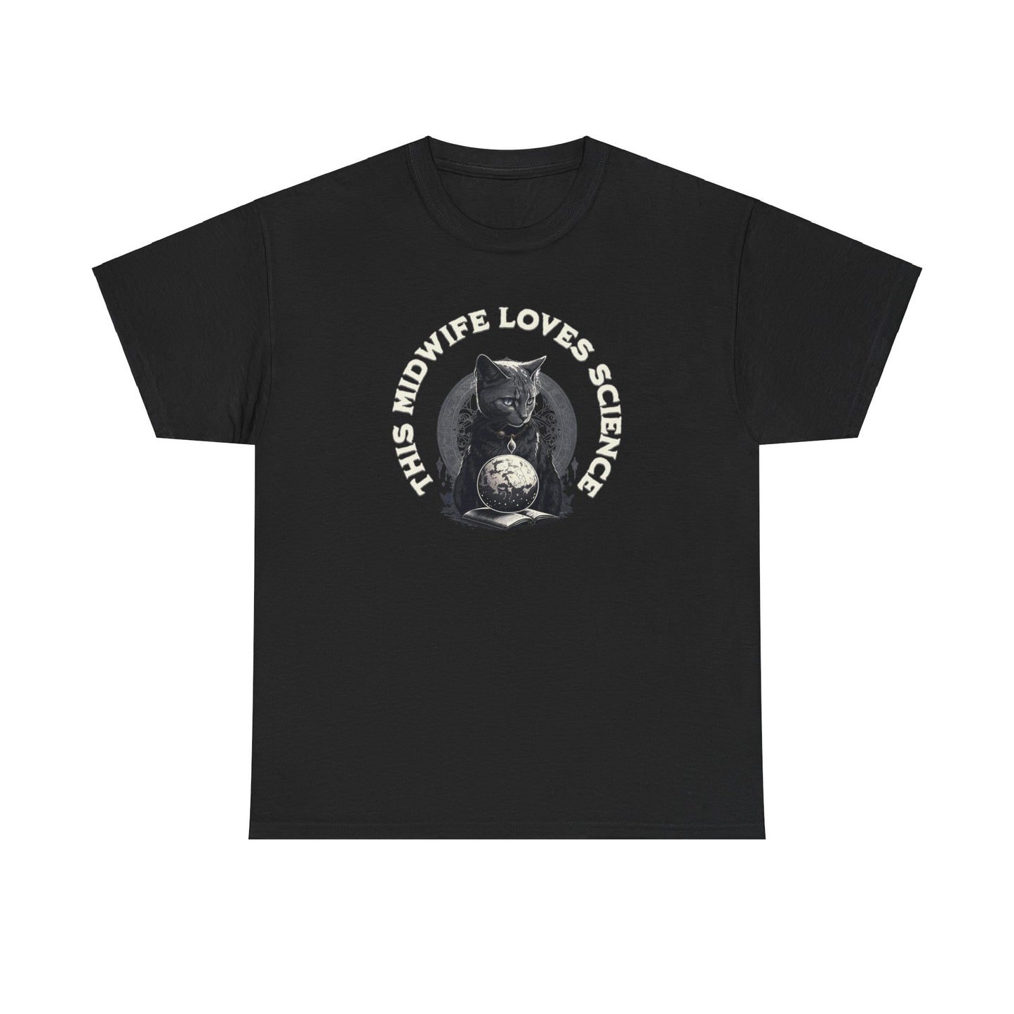 This Midwife Loves Science Cat T-shirt