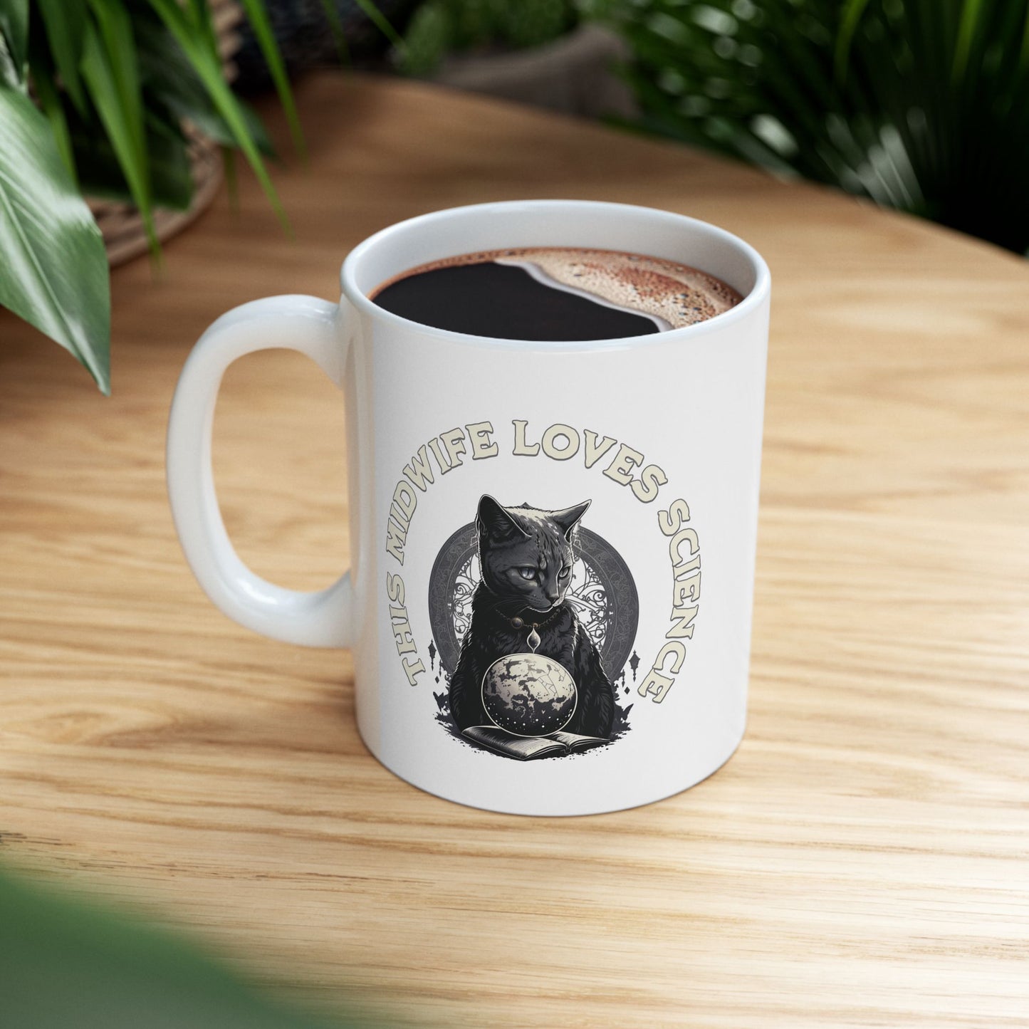 This Midwife Loves Science Cat Mug