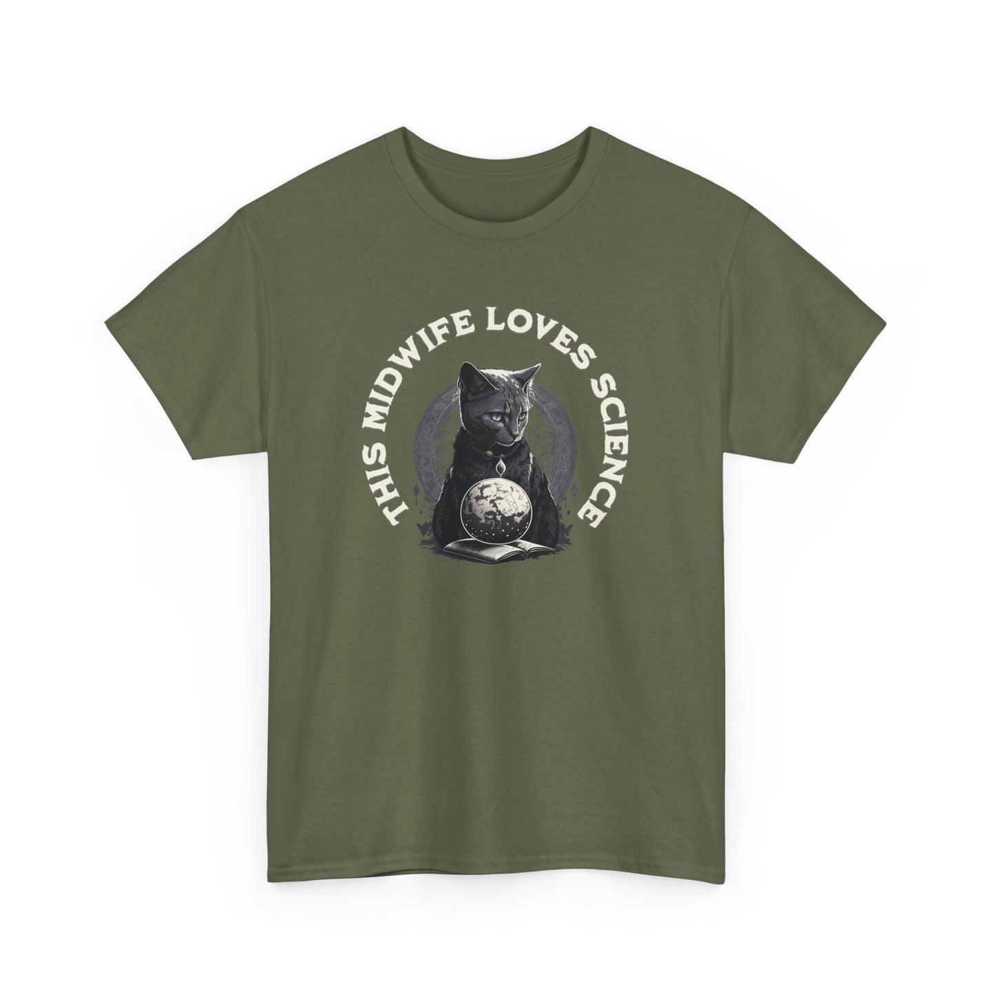 This Midwife Loves Science Cat T-shirt