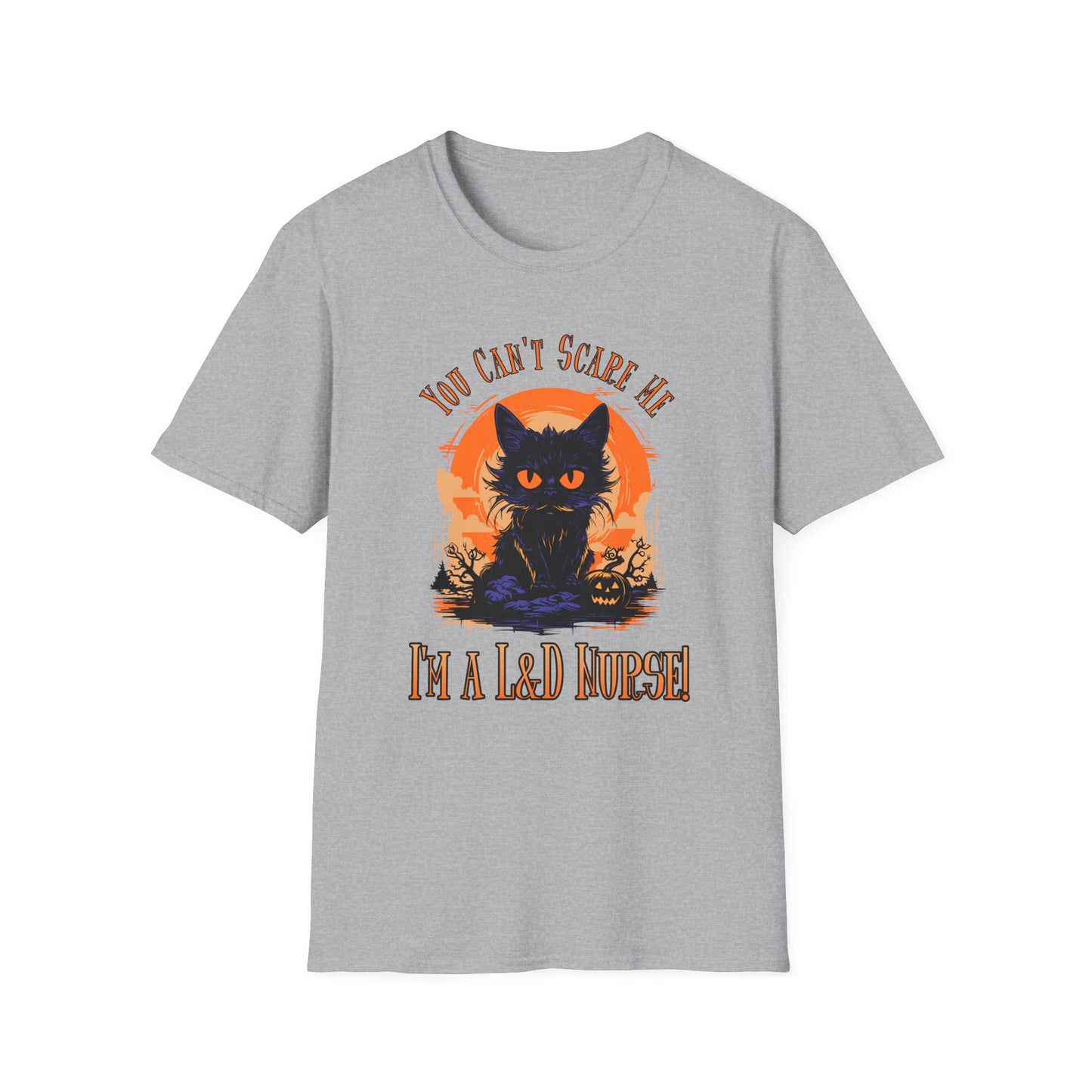 L&D Nurse Halloween T-Shirt Can't Scare Me Black Cat