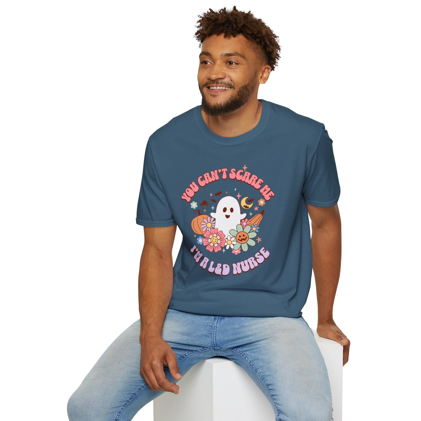 L&D Nurse Halloween T-Shirt Can't Scare Me Groovy Ghost