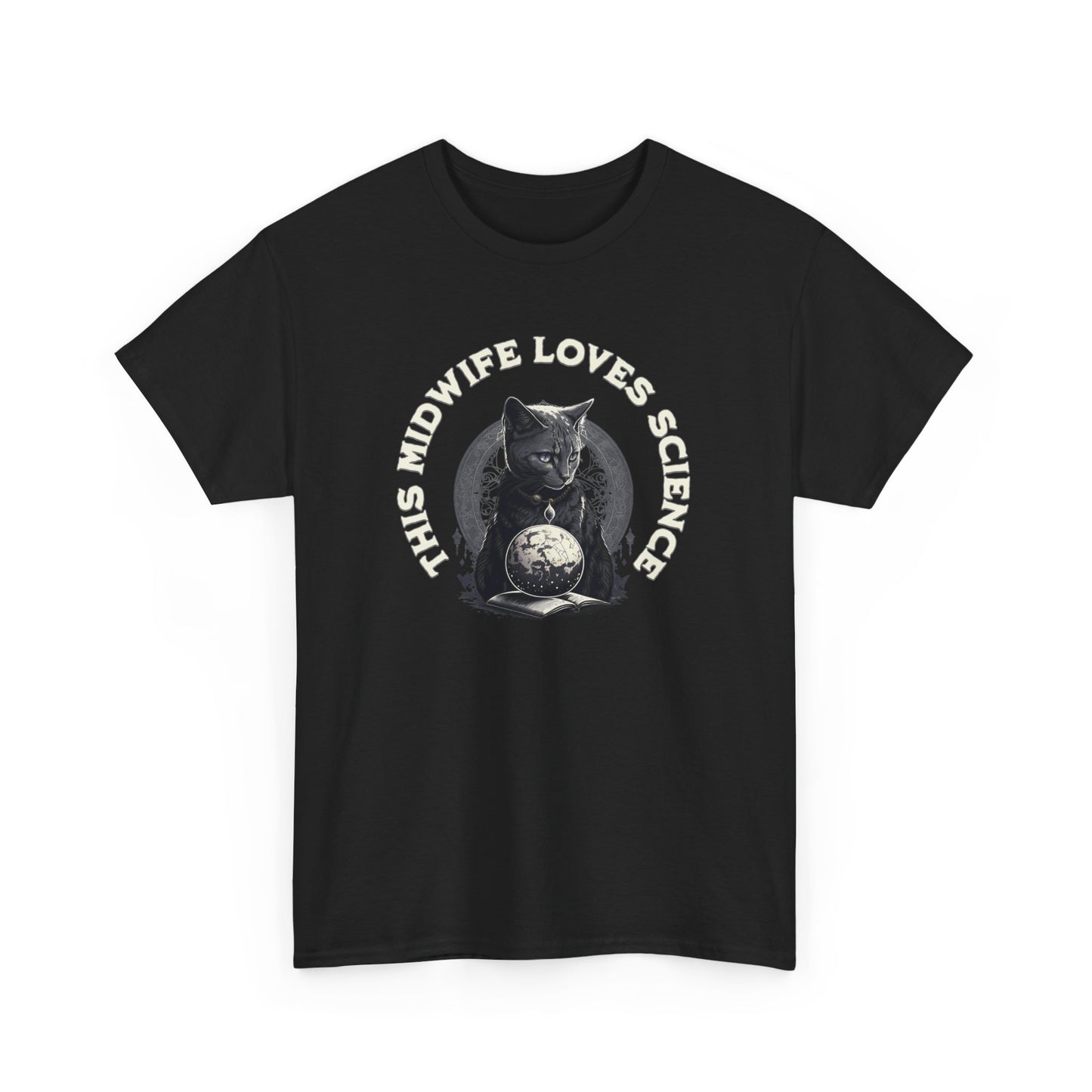 This Midwife Loves Science Cat T-shirt