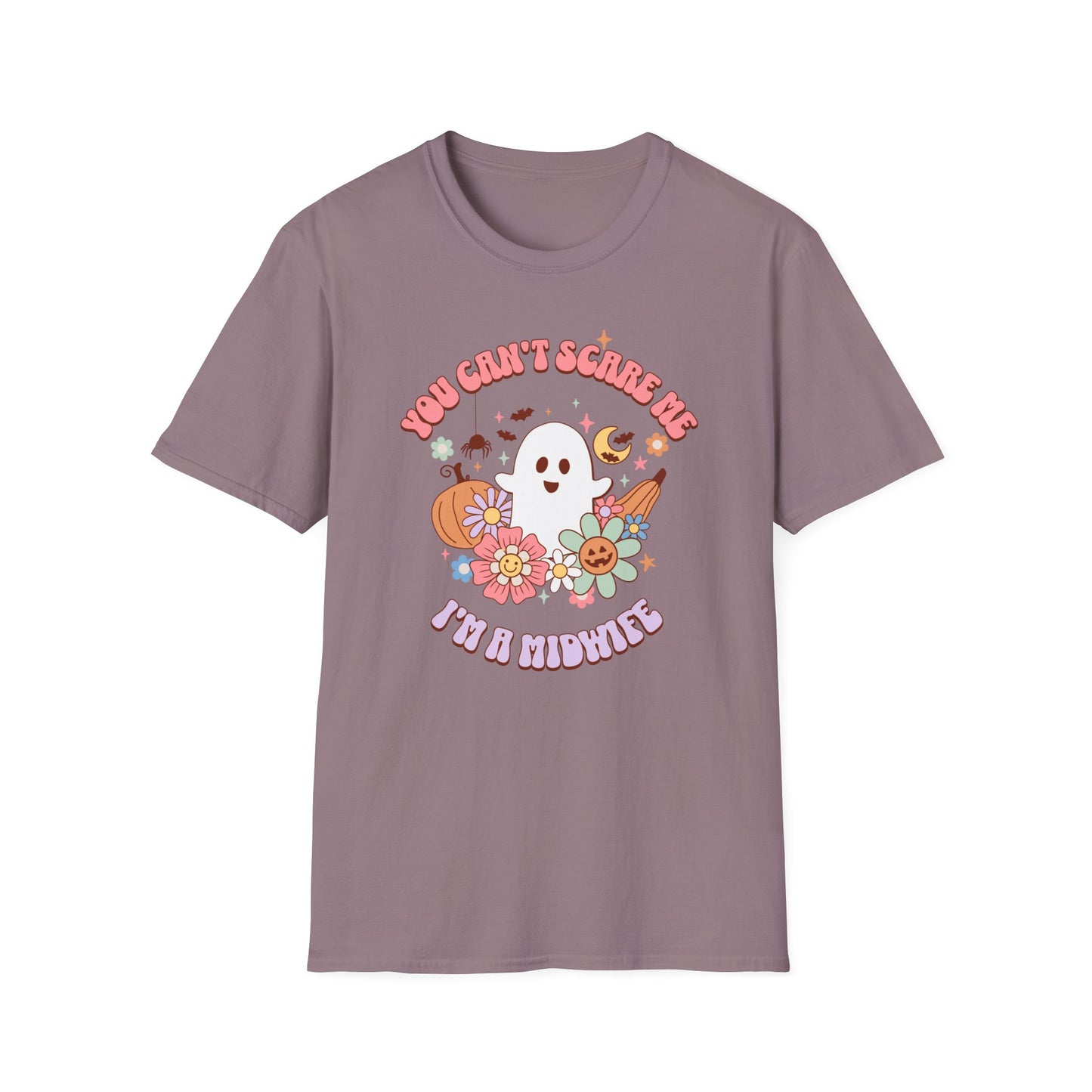 Midwife Halloween T-Shirt Can't Scare Me Groovy Ghost