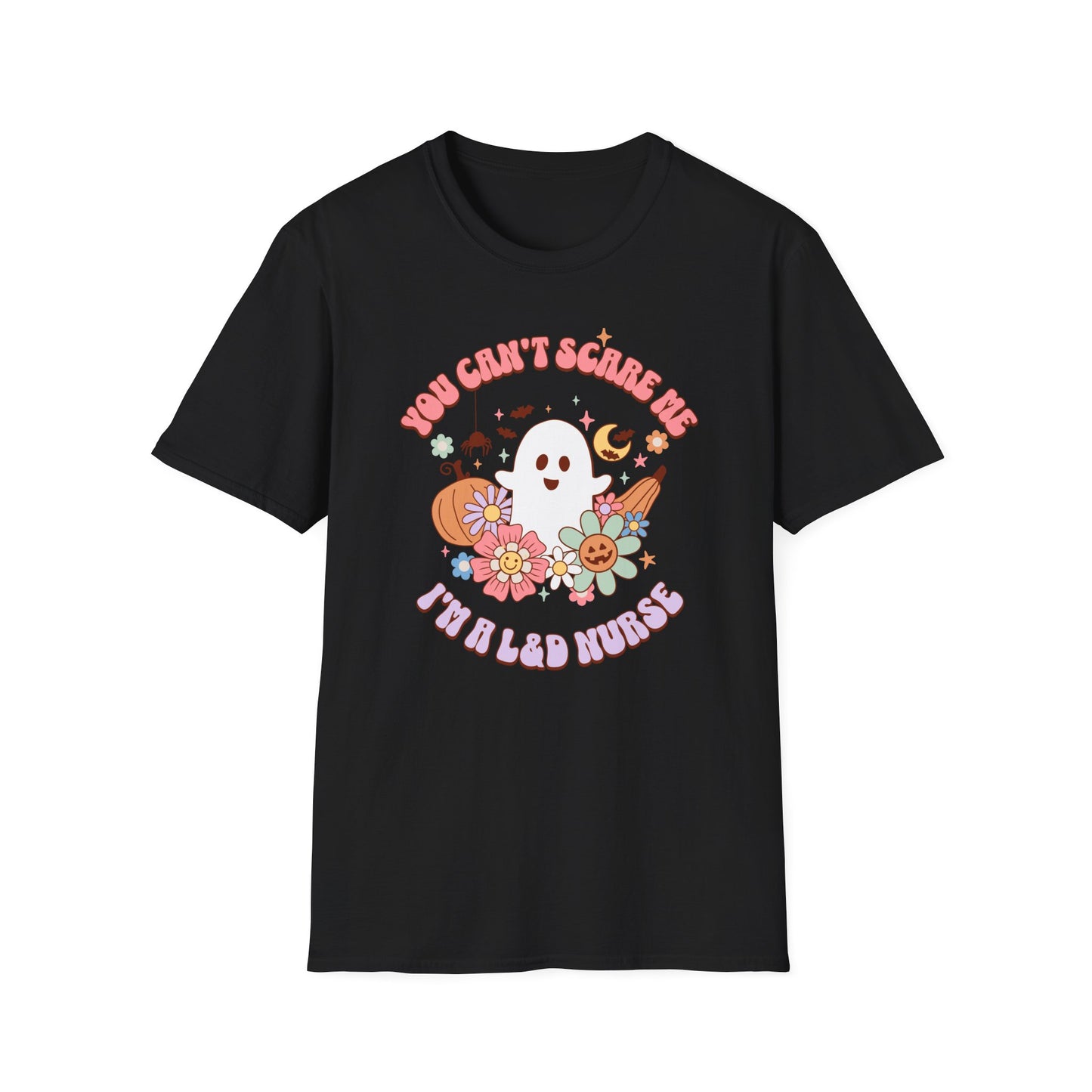 L&D Nurse Halloween T-Shirt Can't Scare Me Groovy Ghost