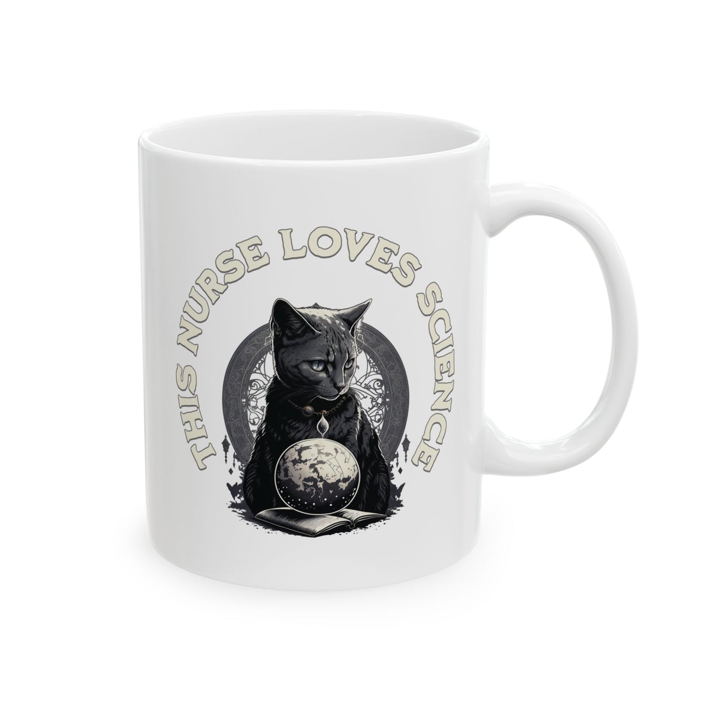 This Nurse Loves Science Cat Mug