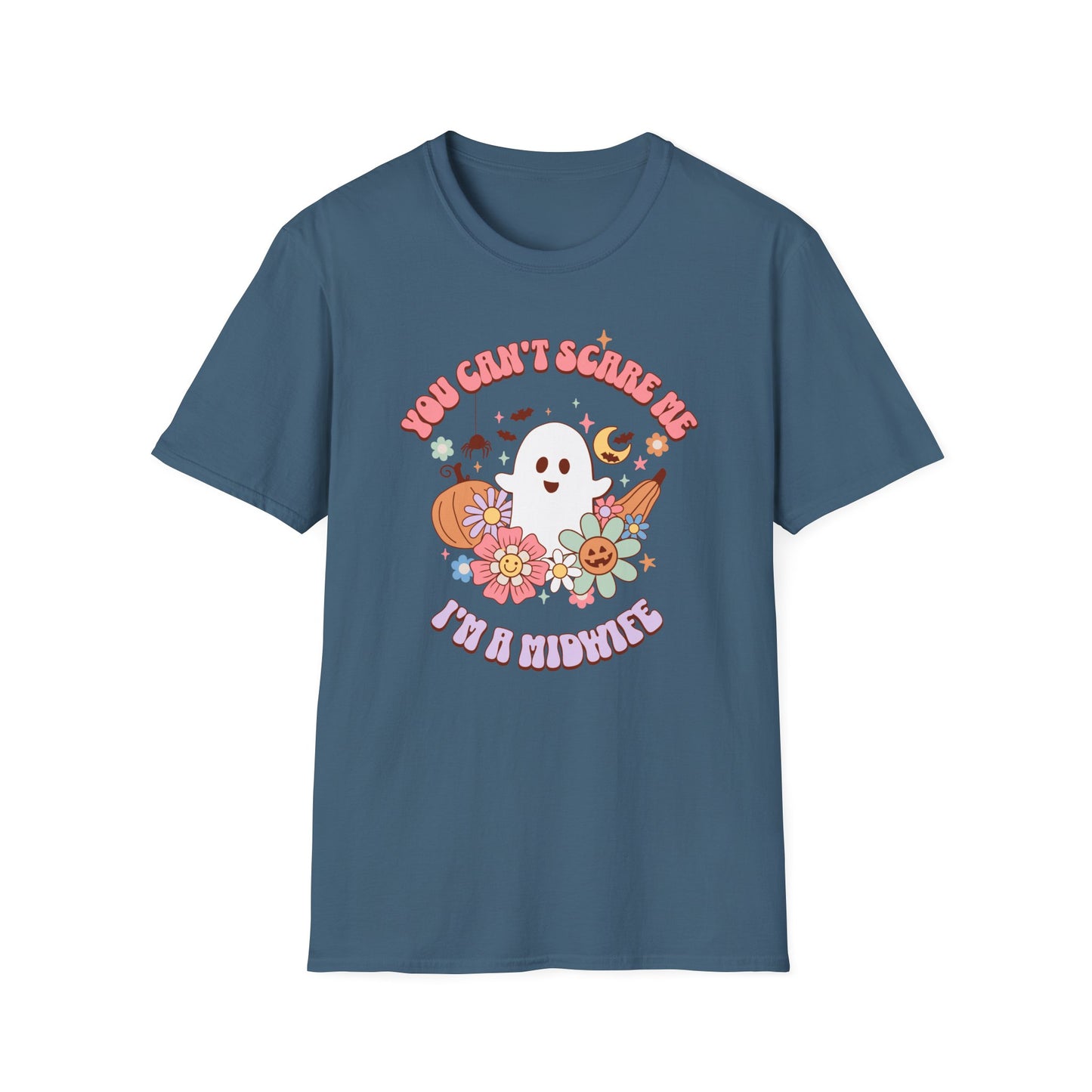 Midwife Halloween T-Shirt Can't Scare Me Groovy Ghost