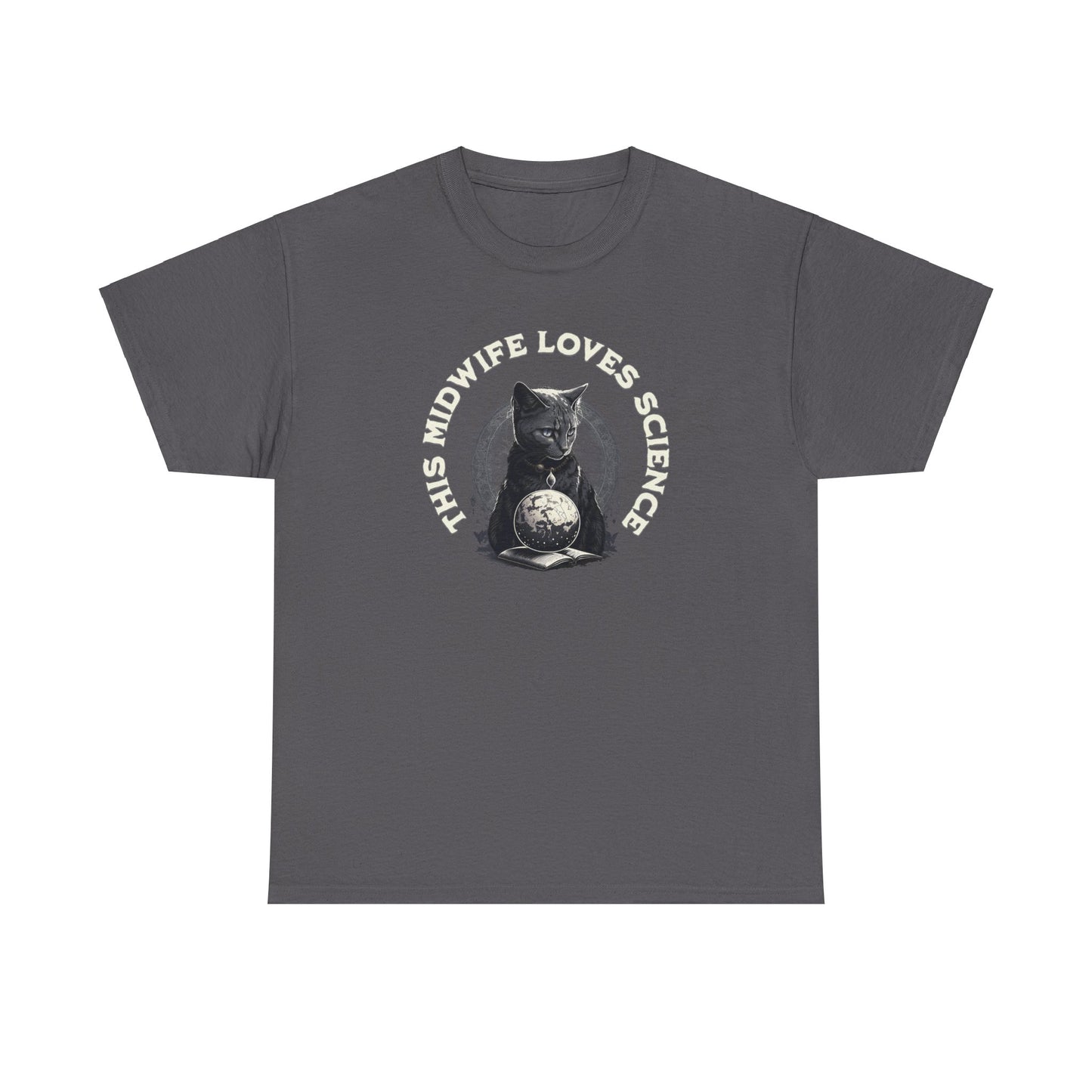 This Midwife Loves Science Cat T-shirt