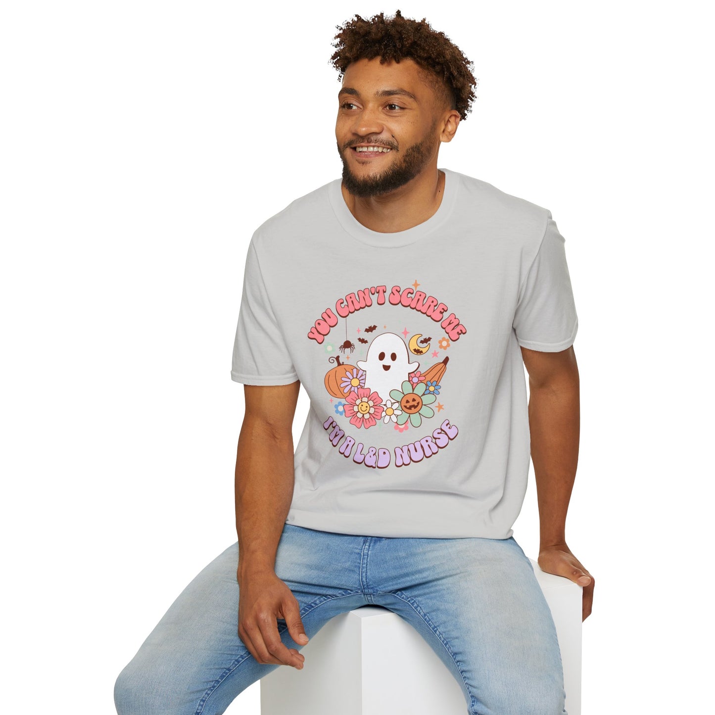 L&D Nurse Halloween T-Shirt Can't Scare Me Groovy Ghost