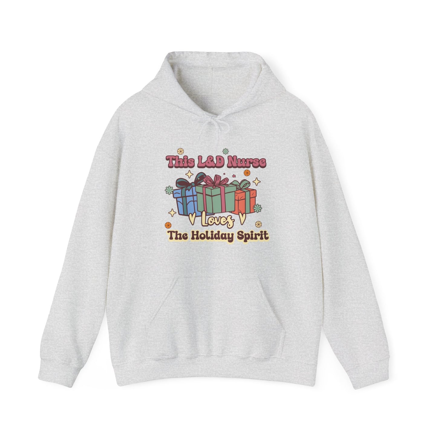 L&D Nurse Loves Holiday Spirit Groovy Gifts Hoodie Sweatshirt