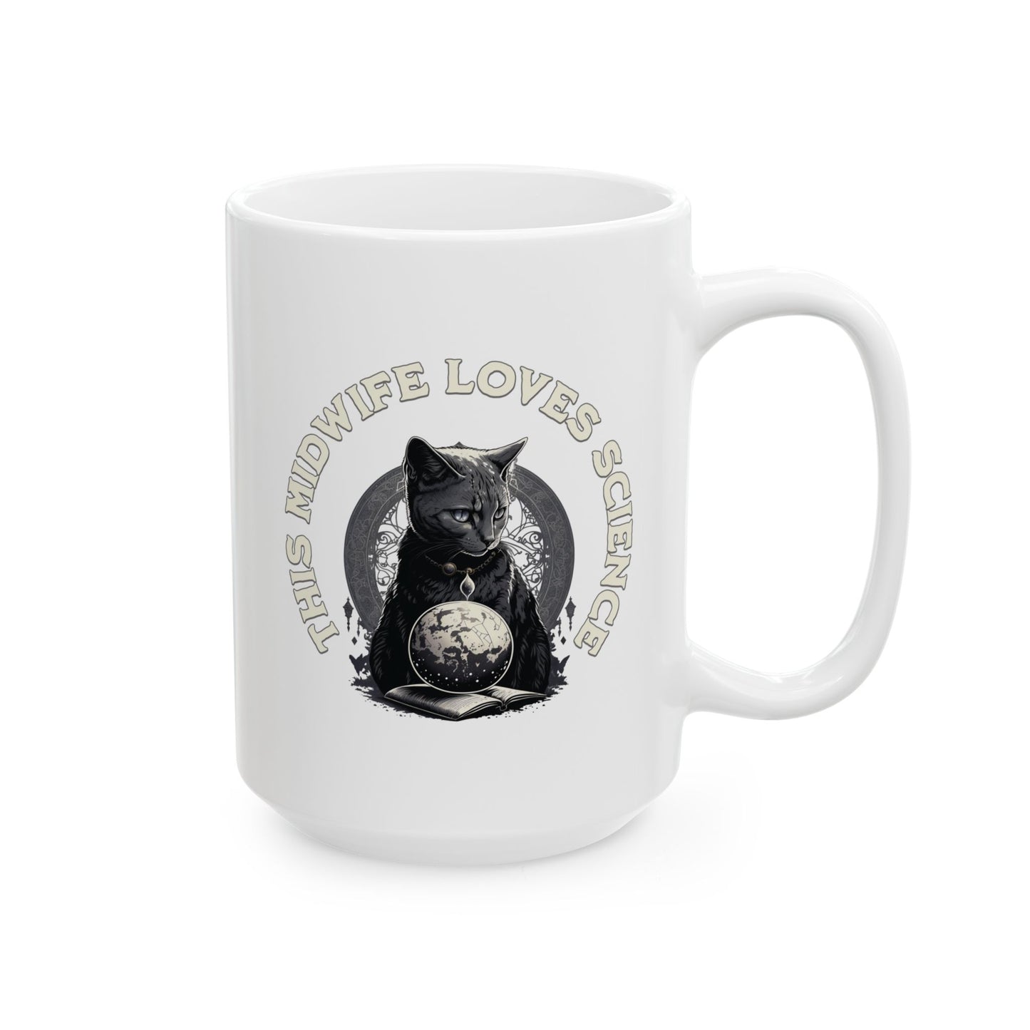 This Midwife Loves Science Cat Mug