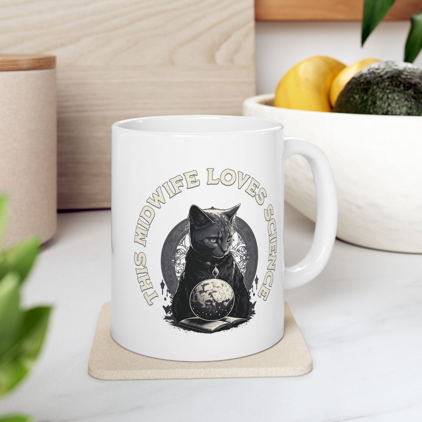 This Midwife Loves Science Cat Mug
