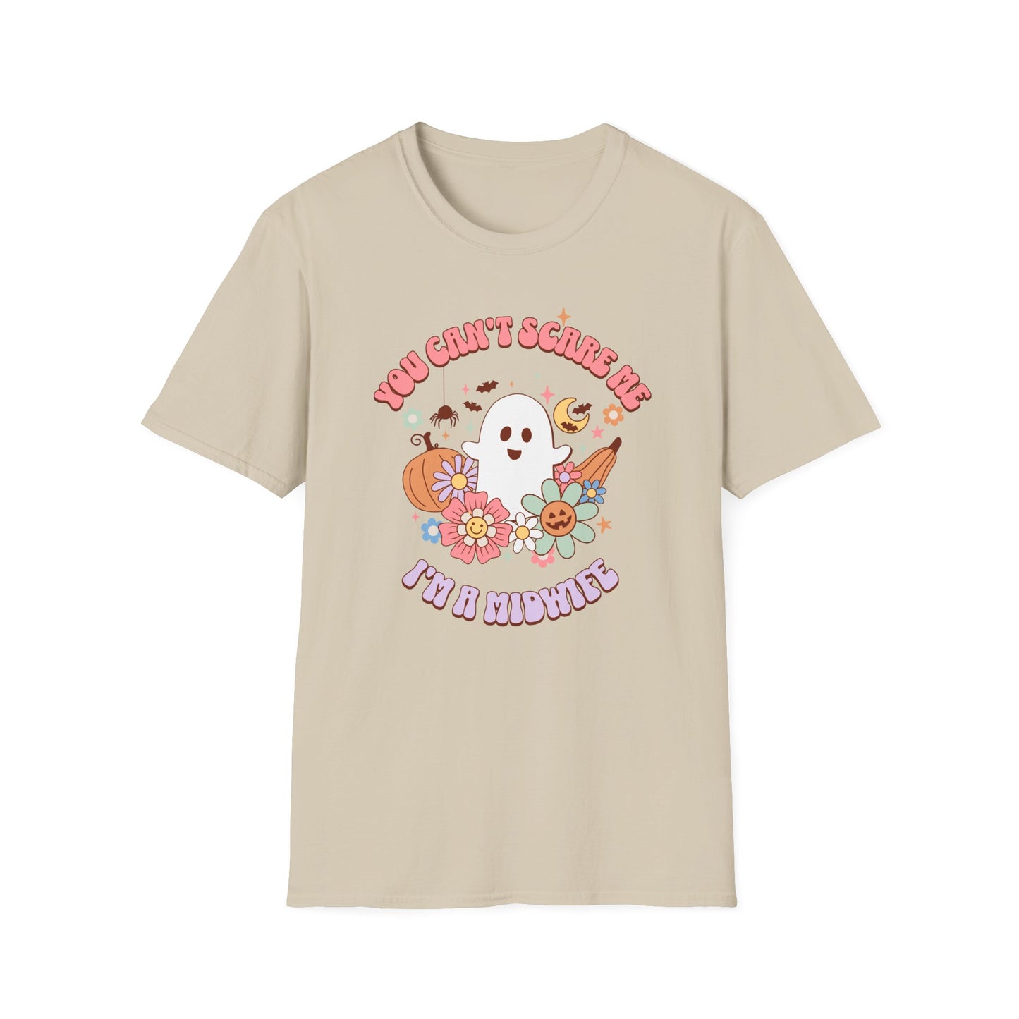 Midwife Halloween T-Shirt Can't Scare Me Groovy Ghost