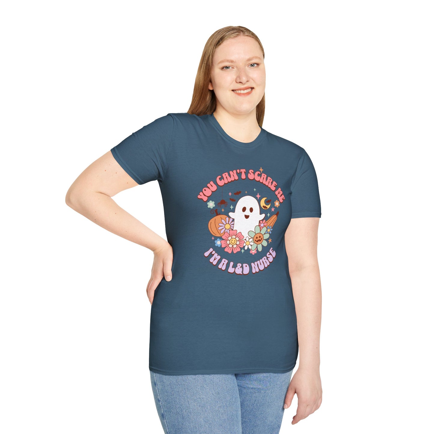 L&D Nurse Halloween T-Shirt Can't Scare Me Groovy Ghost