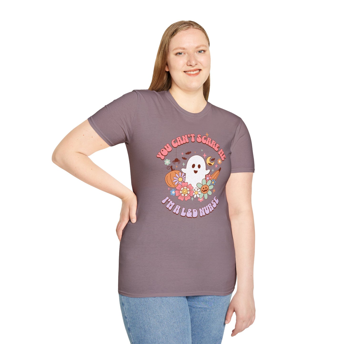 L&D Nurse Halloween T-Shirt Can't Scare Me Groovy Ghost