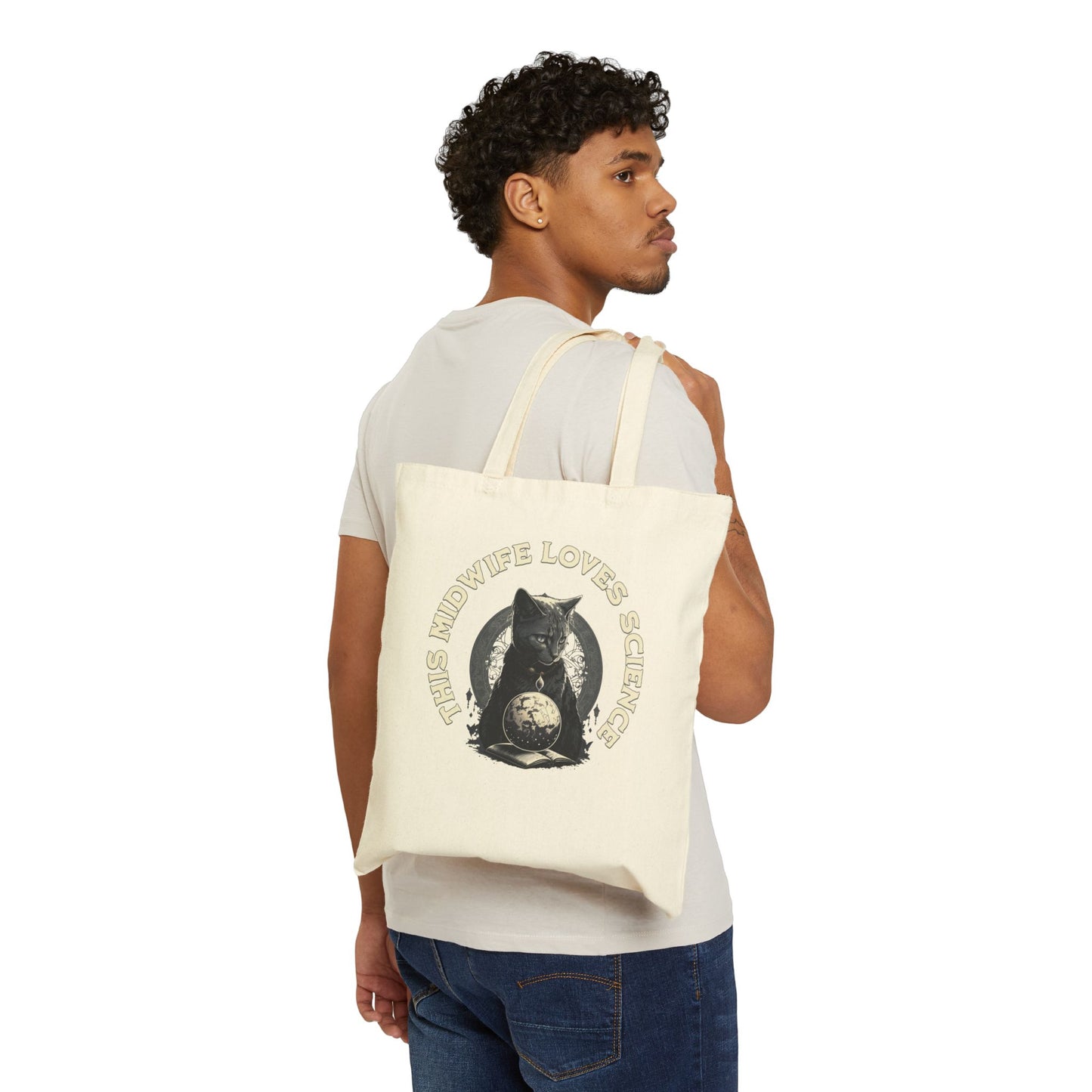 This Midwife Loves Science Cat Tote Bag