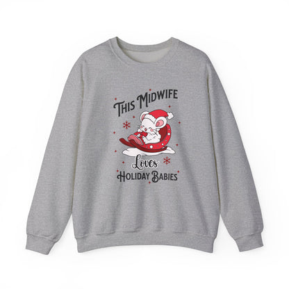 Midwife Loves Holiday Babies Sleigh Sweatshirt