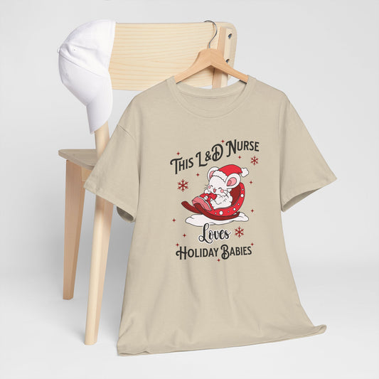 L&D Nurse Loves Holiday Babies Sleigh T-shirt