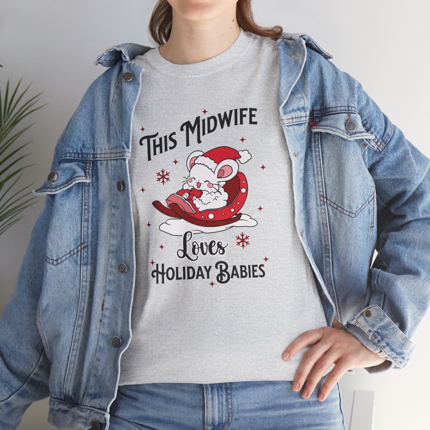 Midwife Loves Holiday Babies Sleigh T-shirt