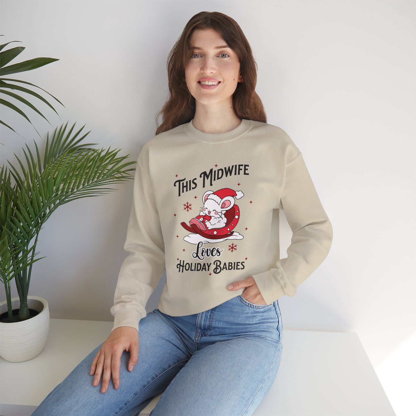 Midwife Loves Holiday Babies Sleigh Sweatshirt