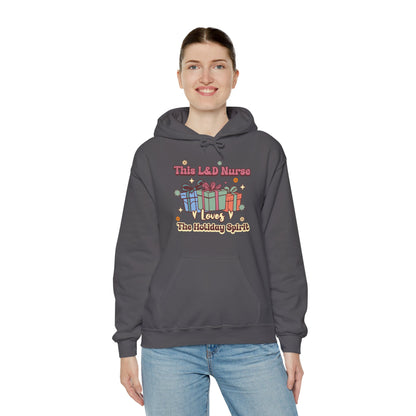 L&D Nurse Loves Holiday Spirit Groovy Gifts Hoodie Sweatshirt