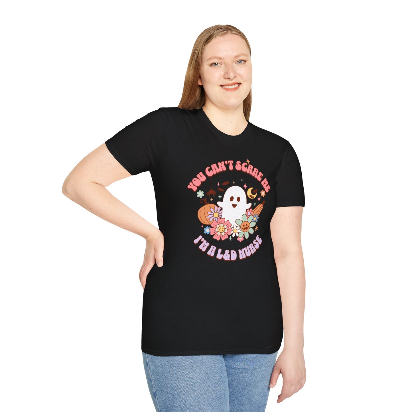 L&D Nurse Halloween T-Shirt Can't Scare Me Groovy Ghost