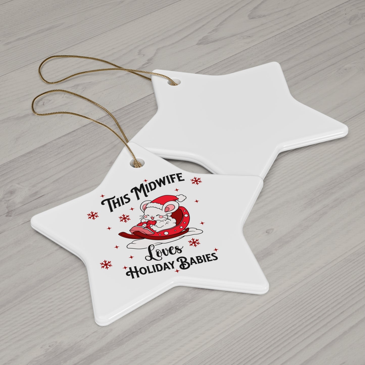 Midwife Loves Holiday Babies Sleigh Ornament