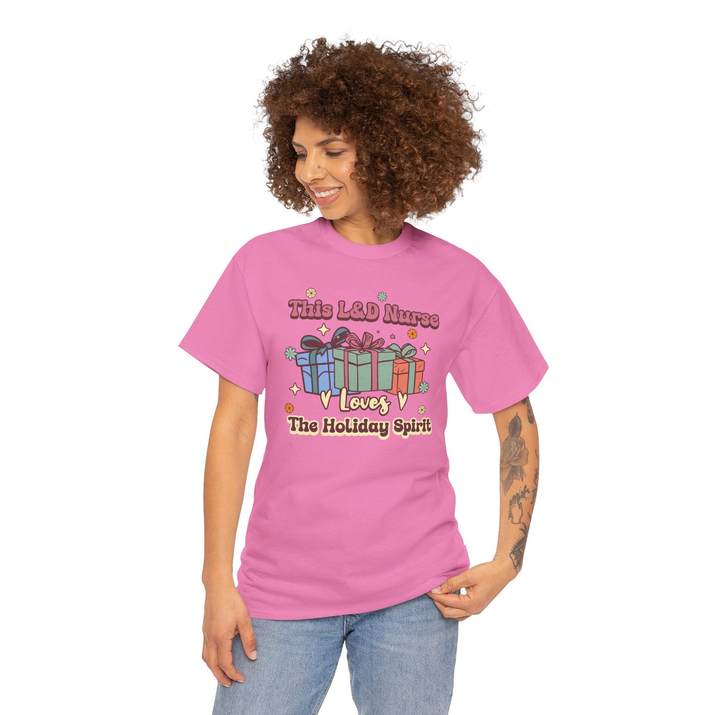 L&D Nurse Loves Holiday Spirit Groovy Gifts T-shirt