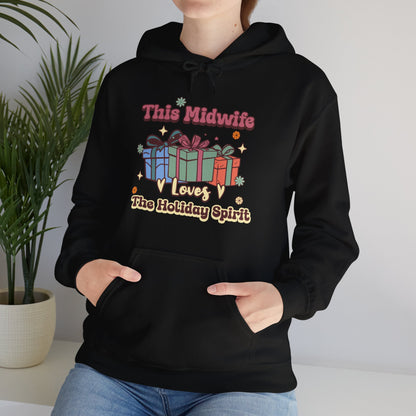 Midwife Loves Holiday Spirit Groovy Gifts Hoodie Sweatshirt