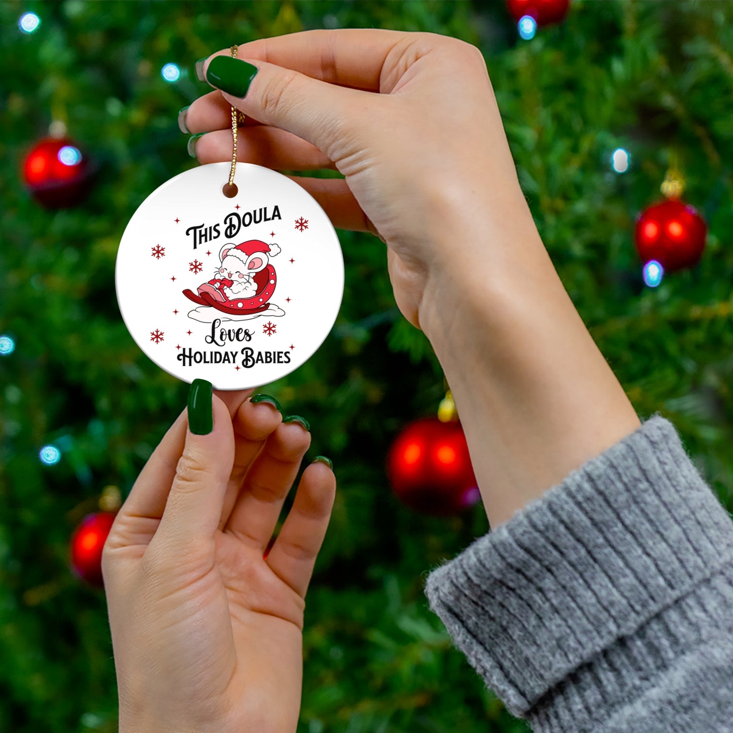 Doula Loves Holiday Babies Sleigh Ornament