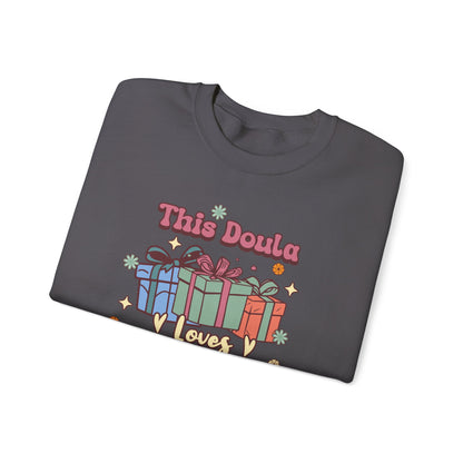 Doula Loves Holiday Spirit Groovy Sweatshirt