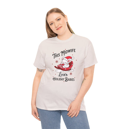 Midwife Loves Holiday Babies Sleigh T-shirt