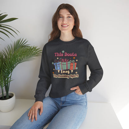 Doula Loves Holiday Spirit Groovy Sweatshirt