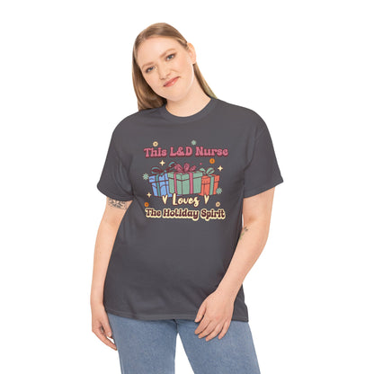 L&D Nurse Loves Holiday Spirit Groovy Gifts T-shirt