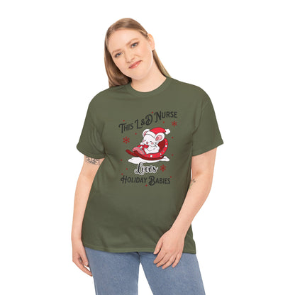 L&D Nurse Loves Holiday Babies Sleigh T-shirt