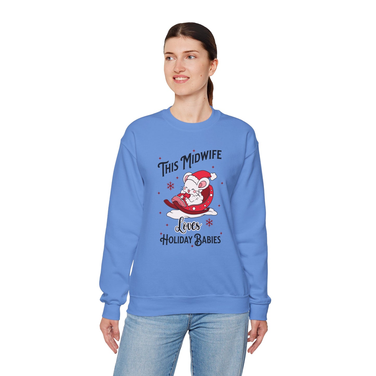 Midwife Loves Holiday Babies Sleigh Sweatshirt