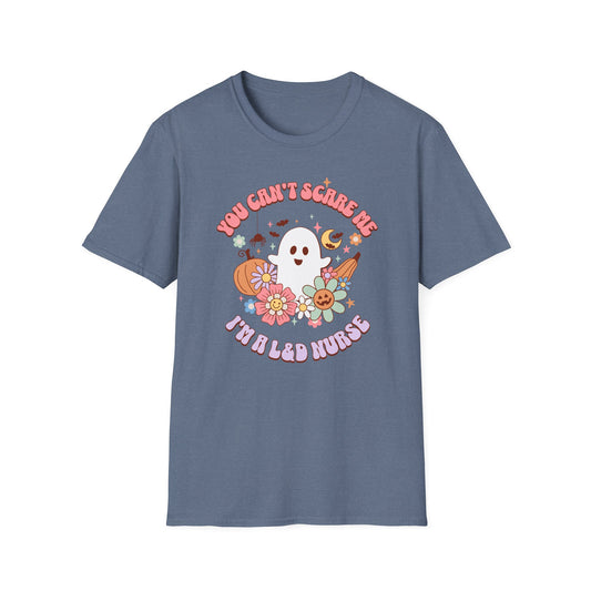 L&D Nurse Halloween T-Shirt Can't Scare Me Groovy Ghost