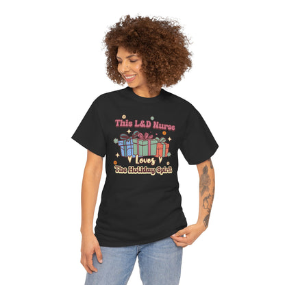 L&D Nurse Loves Holiday Spirit Groovy Gifts T-shirt