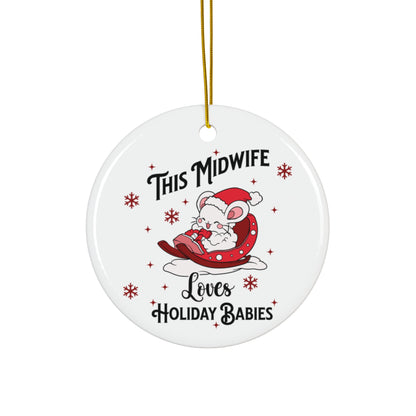 Midwife Loves Holiday Babies Sleigh Ornament