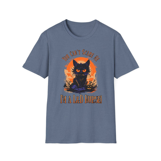 L&D Nurse Halloween T-Shirt Can't Scare Me Black Cat